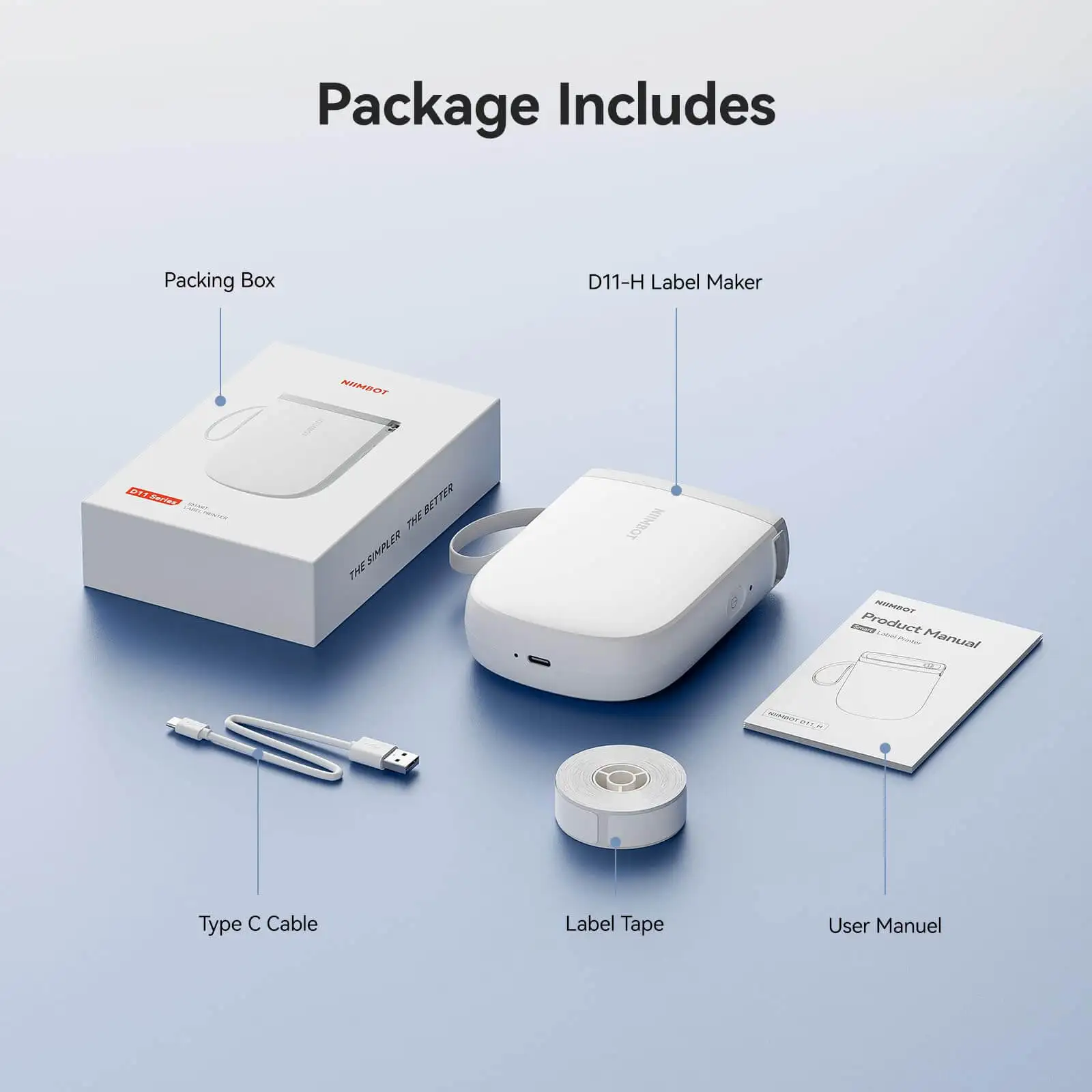 Niimbot 300 ديسيبل متوحد الخواص طابعة ملصقات عالية الوضوح ترقية D11 صانع الملصقات الحرارية اللاسلكية آلة وضع العلامات ذاتية اللصق