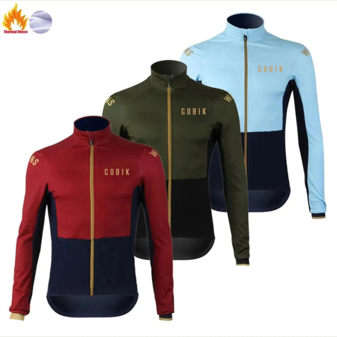 Cobik Winter Cashmere Top Jacket Men Pro Long Sleeve Sport Jersey Bicycle Fleece Cycle Printed Uniform Bike Road Ciclismo Hombre