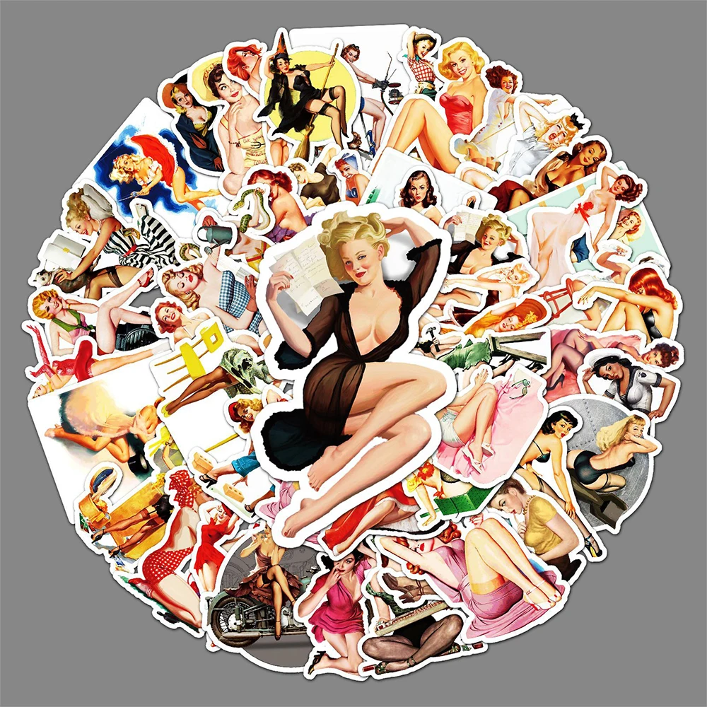 10/30/50PCS Adult Retro Sexy Pin up Girl Stickers Graffiti Laptop Bike Luggage Guitar Skateboard Scrapbooking Waterproof Decals