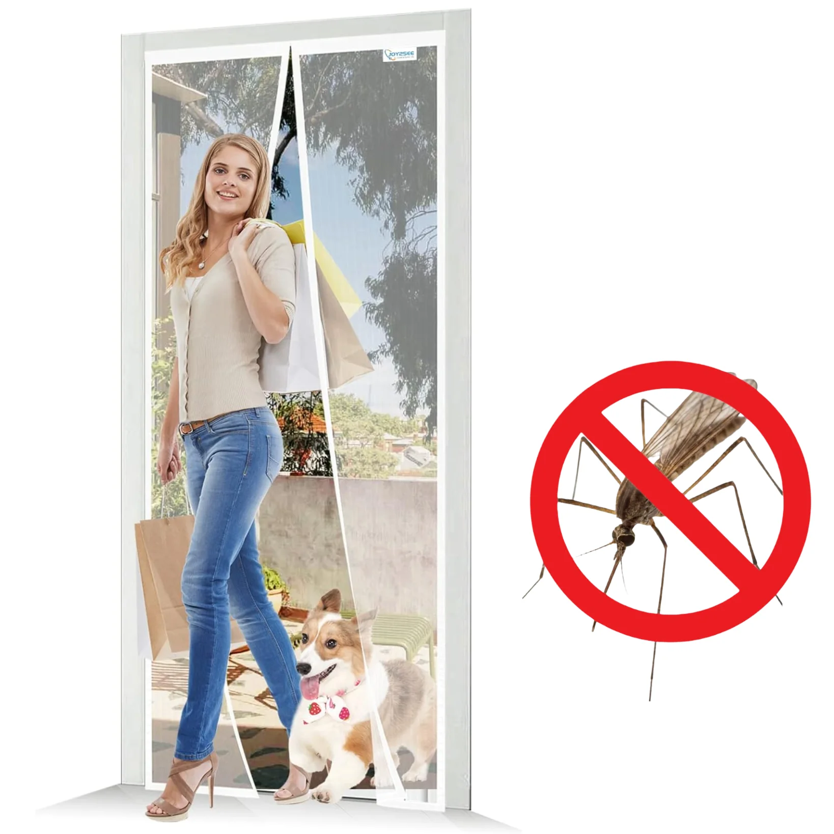 Muggennet Magnetisch voor balkondeuren Terras zonder boren 140x220 cm-Insectennet, Gordijn voor magneten, muggenbescherming, Terras muggennet, balkonnet, deurafdekking, vliegengaas