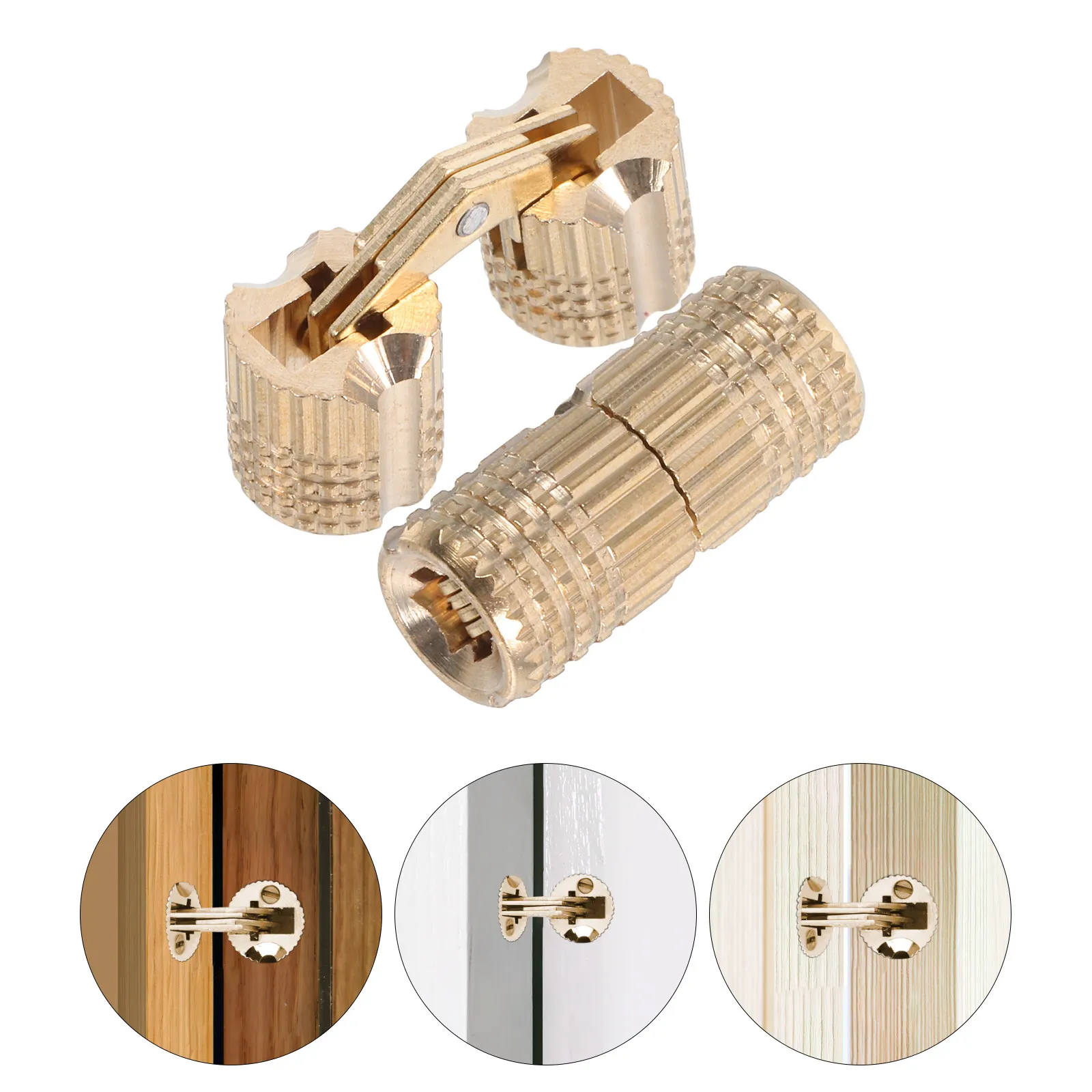 2Pcs Brass Barrel Hinges Concealed Invisible Silent Cabinet Door Hinges for Jewelry Music Boxes Smooth Opening