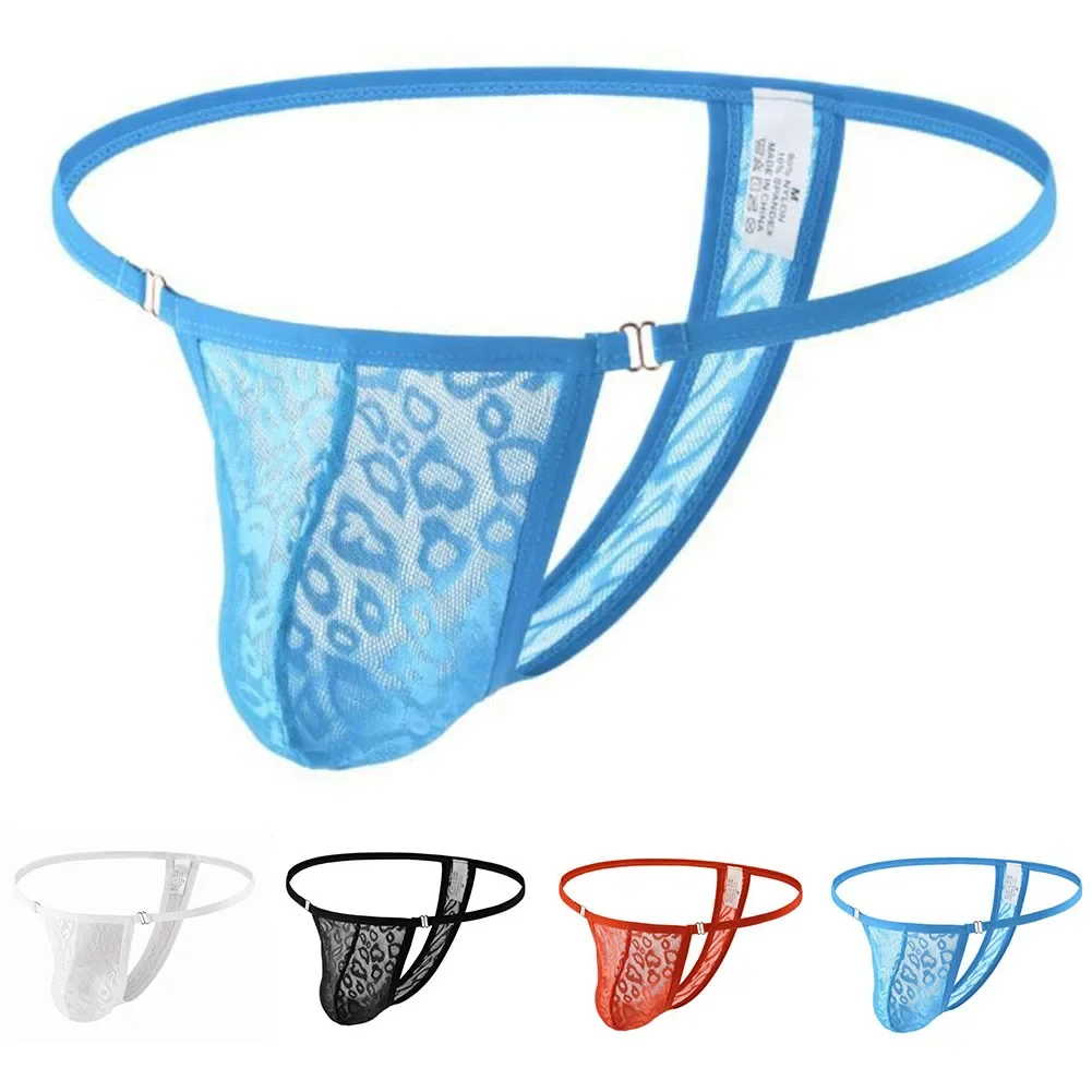 Mens Sexy Briefs Thongs Lace Underwear Pouch Panties Sheer Low Waist G-String Underpants Sissy Erotic Lingerie Hombre