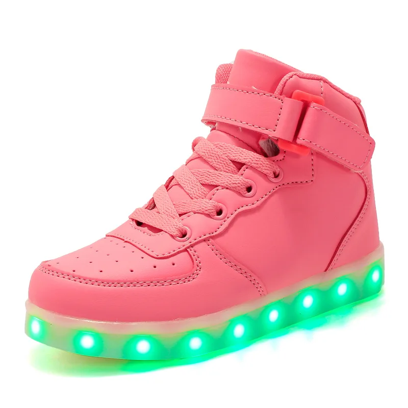 Scarpe per bambini ragazzo scarpe sportive fluorescenti neutre Fashionabl High Top LED scarpa luminosa ricaricabile per ragazzi ragazza Zapatos De niina