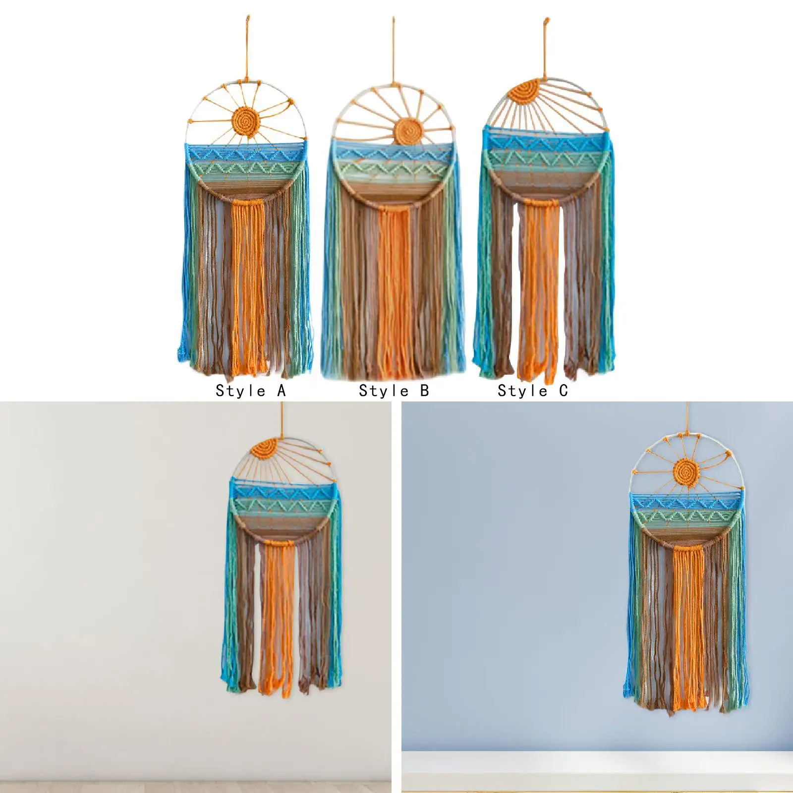 Настенный гобелен в деревенском стиле, солнце, Ловец снов, настенный декор, гобелен в стиле бохо, макраме для галереи, спальни, квартиры, общежития, детской комнаты