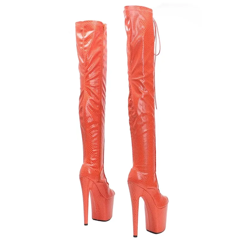 New Fashion Women 20CM/8inches PU Upper Plating Platform Sexy High Heels Thigh High Boots Pole Dance Shoes 365