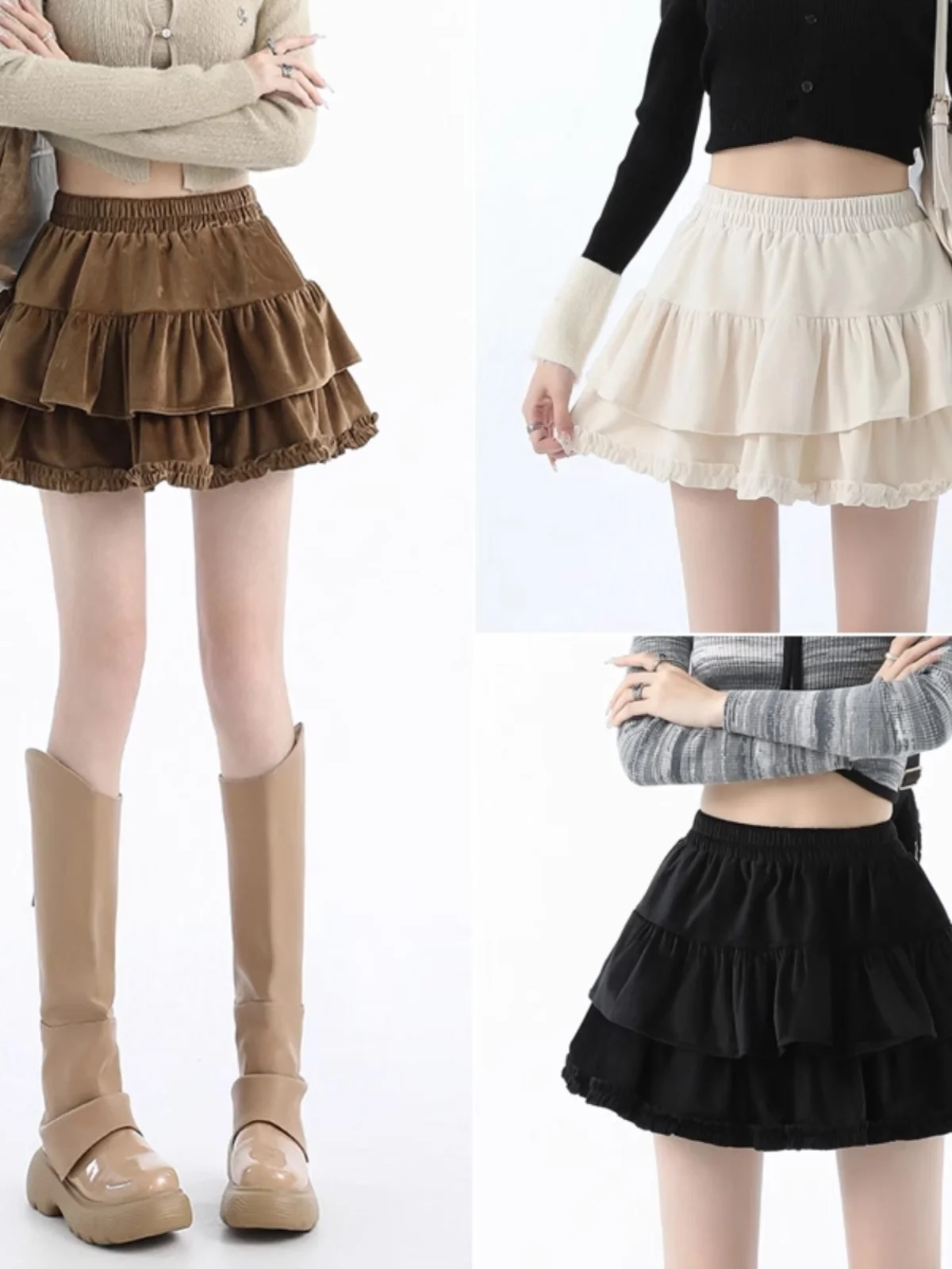 Ballet Style Short Velvet Cake Skirt Women's Spring Summer 2026 New High Waist A-Line Fluffy Half Skirt Korean Version Commute