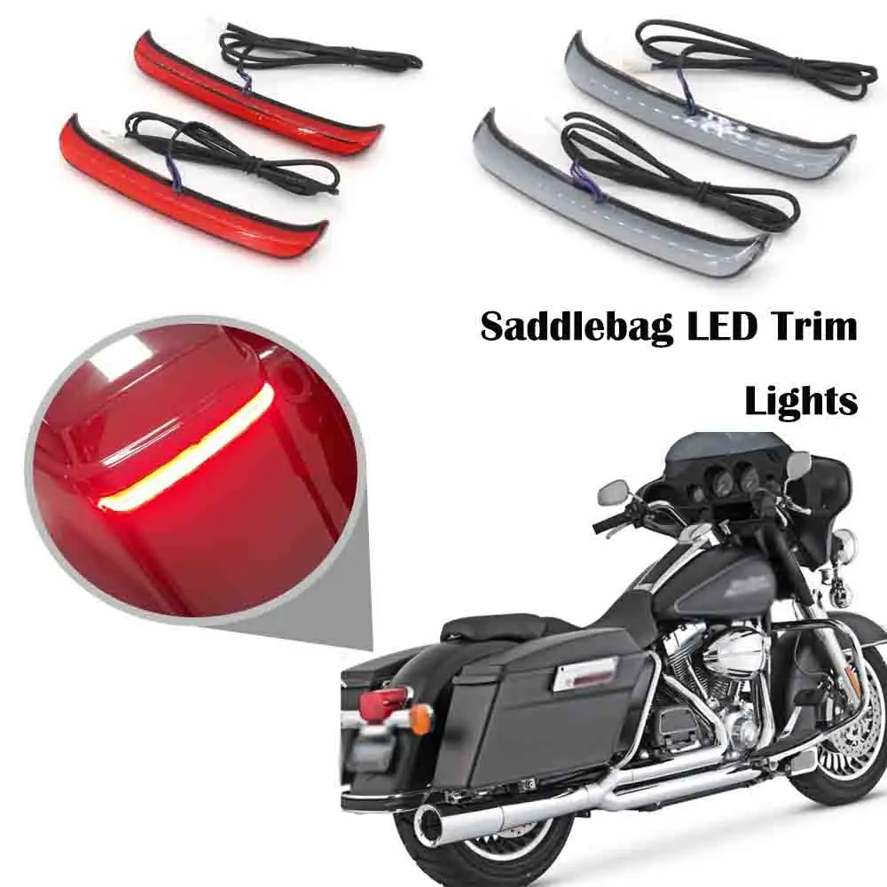 For Harley Touring Road King Street Glide FLHR CVO 2014-UP Motorcycle Rear Saddlebag LED Trim Lights Turn Signal Indicator Lamps