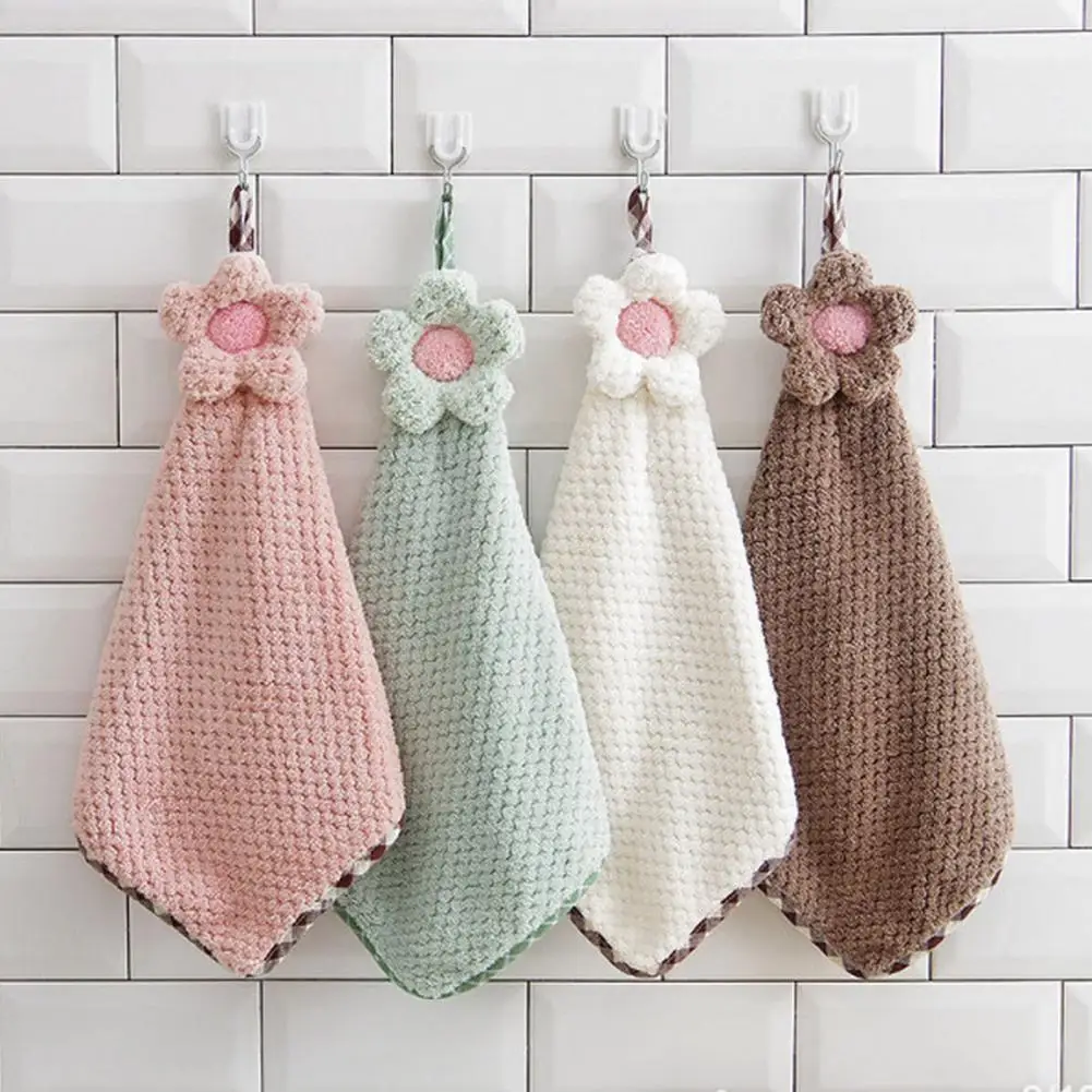 Kitchen Bar Cleaning Cloth Towel Hanging Design Fast Drying Microfiber Hand Dry Towel