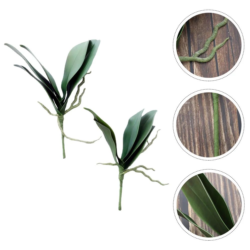 

2pcs Simulated Phalaenopsis Leaves Artificial Green Leaves For Home Office Decor Diy Fake Plant Household Adornment Party