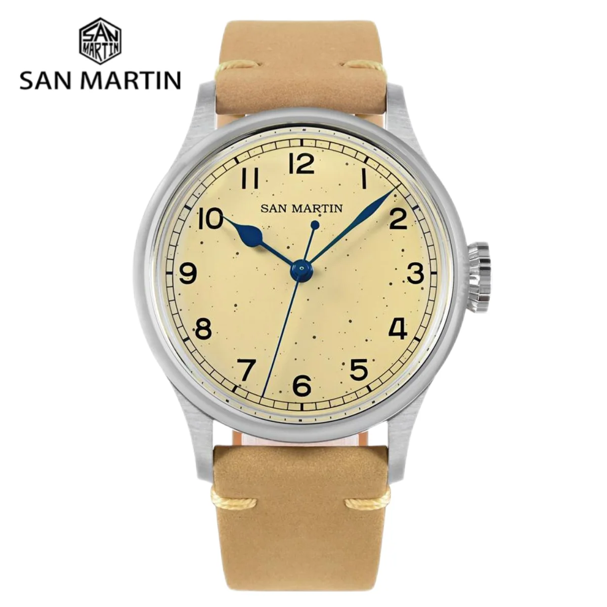 San Martin Watch For Men Mechanical Wristwatch NH35 38.5mm Freckles Military Automatic Self-Wind Watches Waterproof 10Bar SN0105