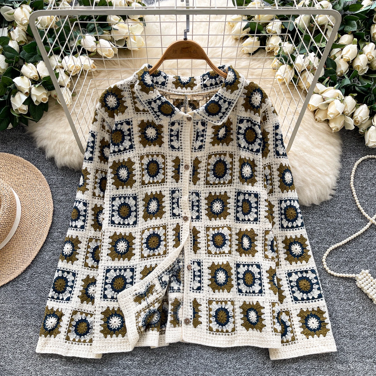 

Vintage Elegant O-Neck Single Breasted basics long sleeve Blouse Fashion Shirt hotsweet Top Fairy Women Shirt