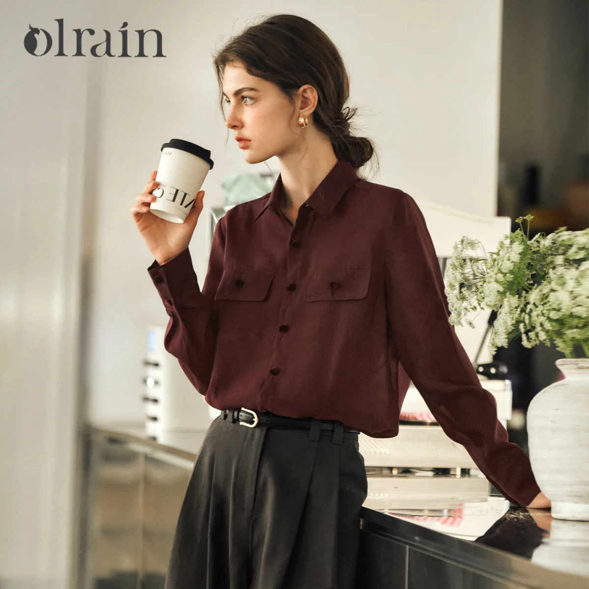 

OLrain Women's French Lapel Single-Breasted Versatile Shirt Autumn 2025 New Office Commuter Elegant Casual Top O57QC95911