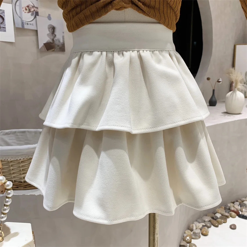 Gowyimmes 2024 Spring Autumn Fashion Women High Waist Ruffles Shorts Skirt Girl Cake Skirt Kawaii Skirts Harajuku Mini PD1730