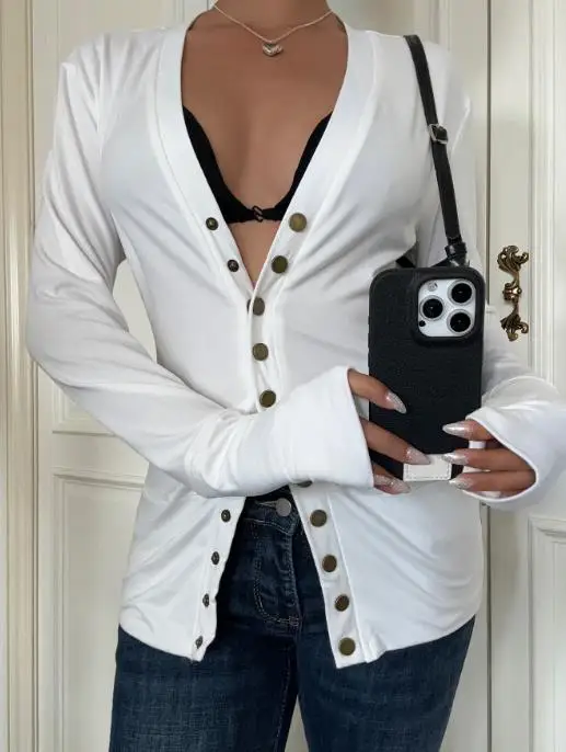 

Women's Long Sleeved Button T-Shirt Top Shirt Casual Leisure Vacation Wear Autumn Winter 2025 Collection