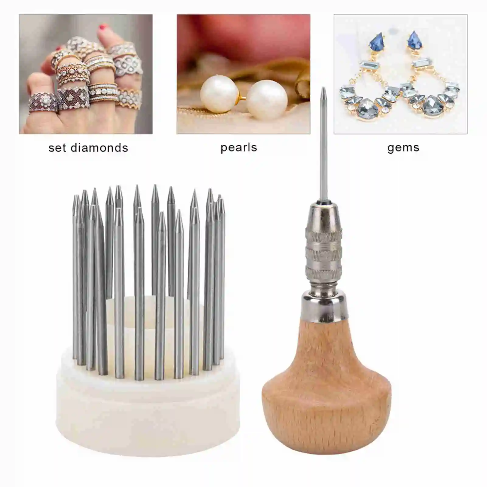 23pcs Beading Tools Set Graver Beader for Diamond Stone Setting Graver Jewelry Tool for Jeweler