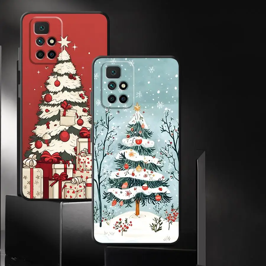 Case for Xiaomi Redmi A1 A2 Plus 14C 10 A4 K40 K80 Pro 12C 9 A3 13C A5 Black Soft Phone Cover Christmas Tree Art