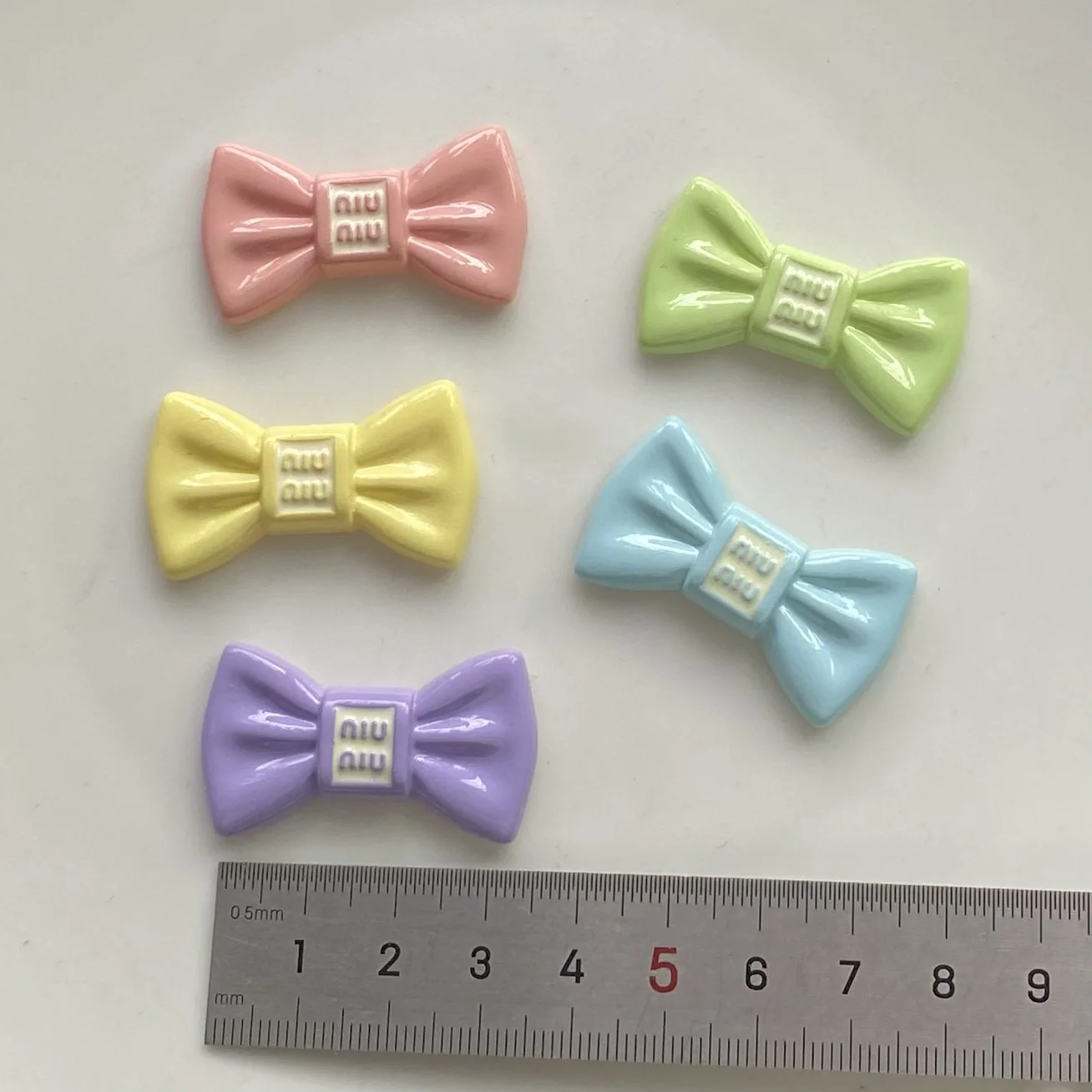 5pcs miniso series bow cartoon resin flatback cabochons diy crafts materials jewelry making charms