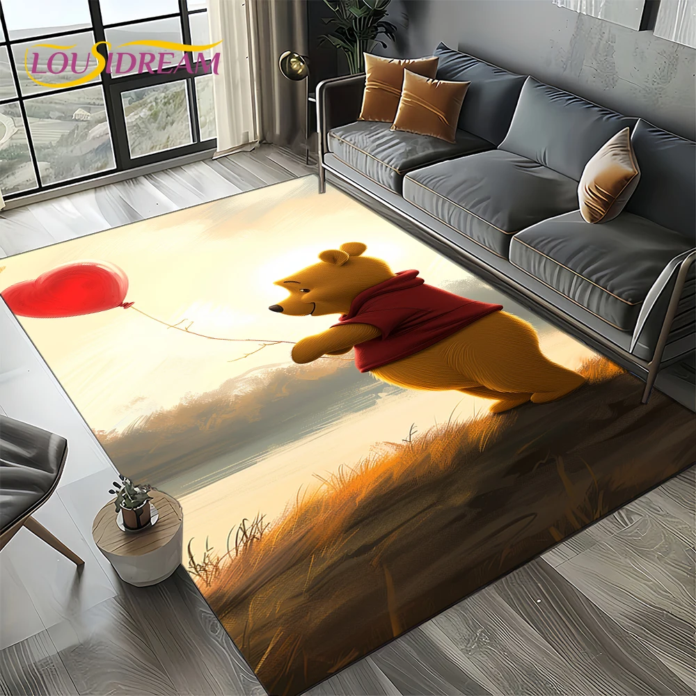 3D Cute Winnie Pooh Bear Cartoon Carpet Rug for Bedroom Living Room Home Sofa Decoration,child Game Large Decor Floor Mat Gift