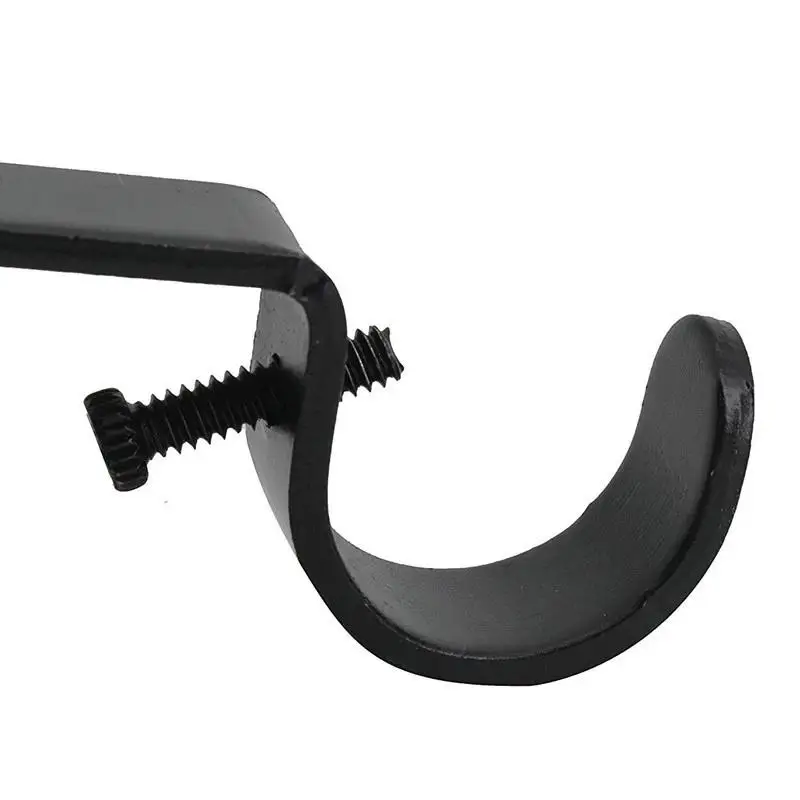 Double Curtain Rod Bracket Set With Screws Heavy Duty Metal Curtain Rod Brackets Thickened Double-Curved Base Roman Curtain Rod
