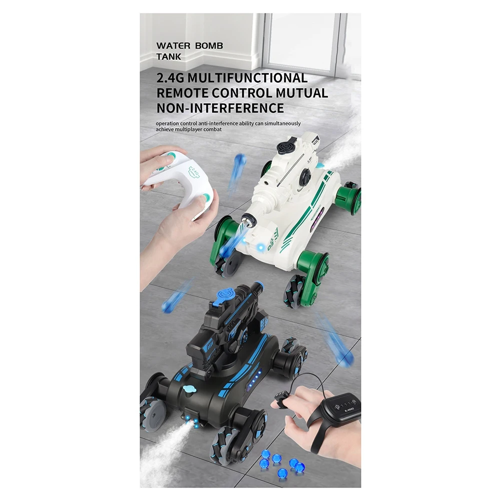 A30F-RCカー ウォーターボールロボット犬 スプレー 音楽 ライト リモコン ジェスチャーセンシング 2.4G 360度回転 射撃