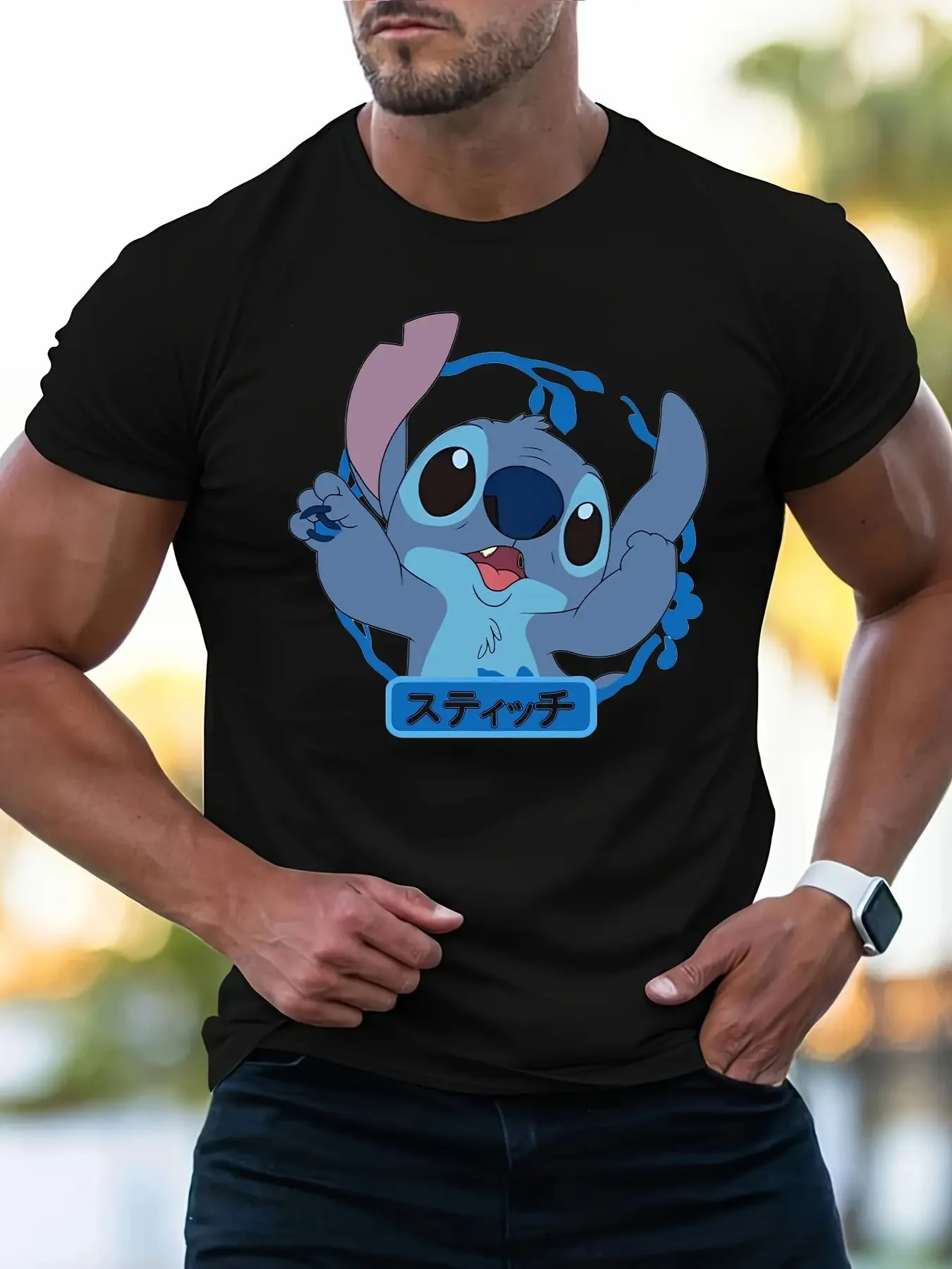 

Футболки Stitch Happy Cheer, забавные мужские и женские повседневные футболки из чистого хлопка, винтажная уличная одежда, повседневные стильные топы унисекс в стиле Харадзюку