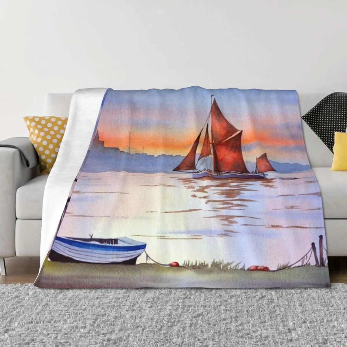

Thames Barge At Maldon Essex England Throw Blanket wednesday Hair Multi-Purpose Hairy Blankets