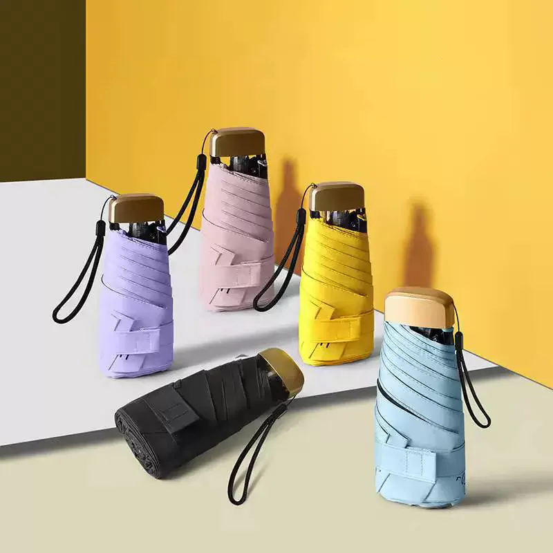 1 Stück Lässiger Mini-Sonnenschirm Taschenschirm Vinyl Faltbarer UV-Schutz Sonnenschutz Taschen-Parasol Kapsel