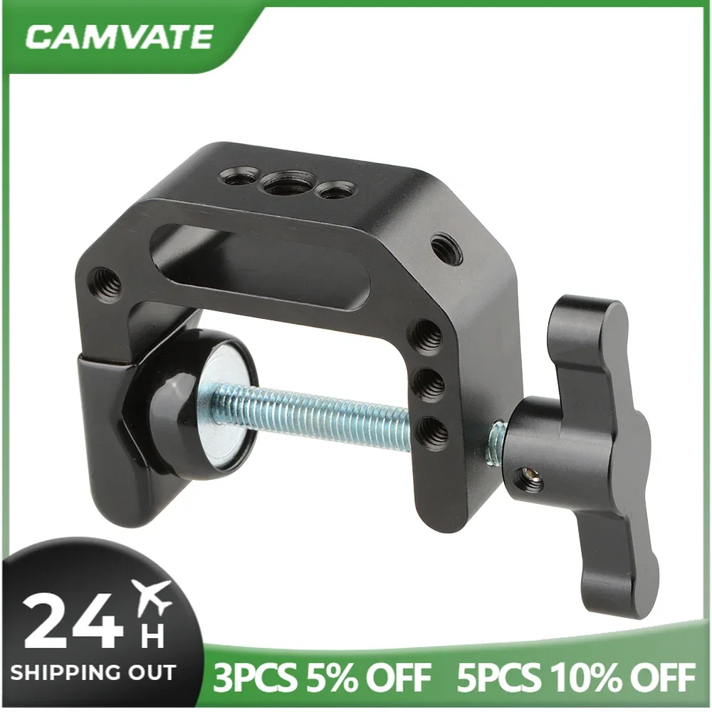 モニター/懐中電灯/ビデオライト/マイク取り付け用の1/4-20および3/8-16ネジ穴付きcamvateユニバーサルcクランプサポートクランプ