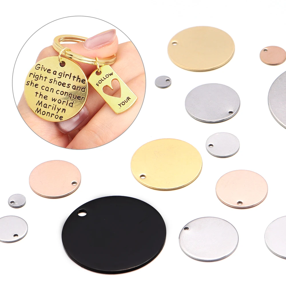 10-20 Stks/partij Roestvrijstalen Plated Disc Hanger Blanco Bedels Hangers Ronde Dog Tag Hangers Voor Diy Sieraden Maken Ketting