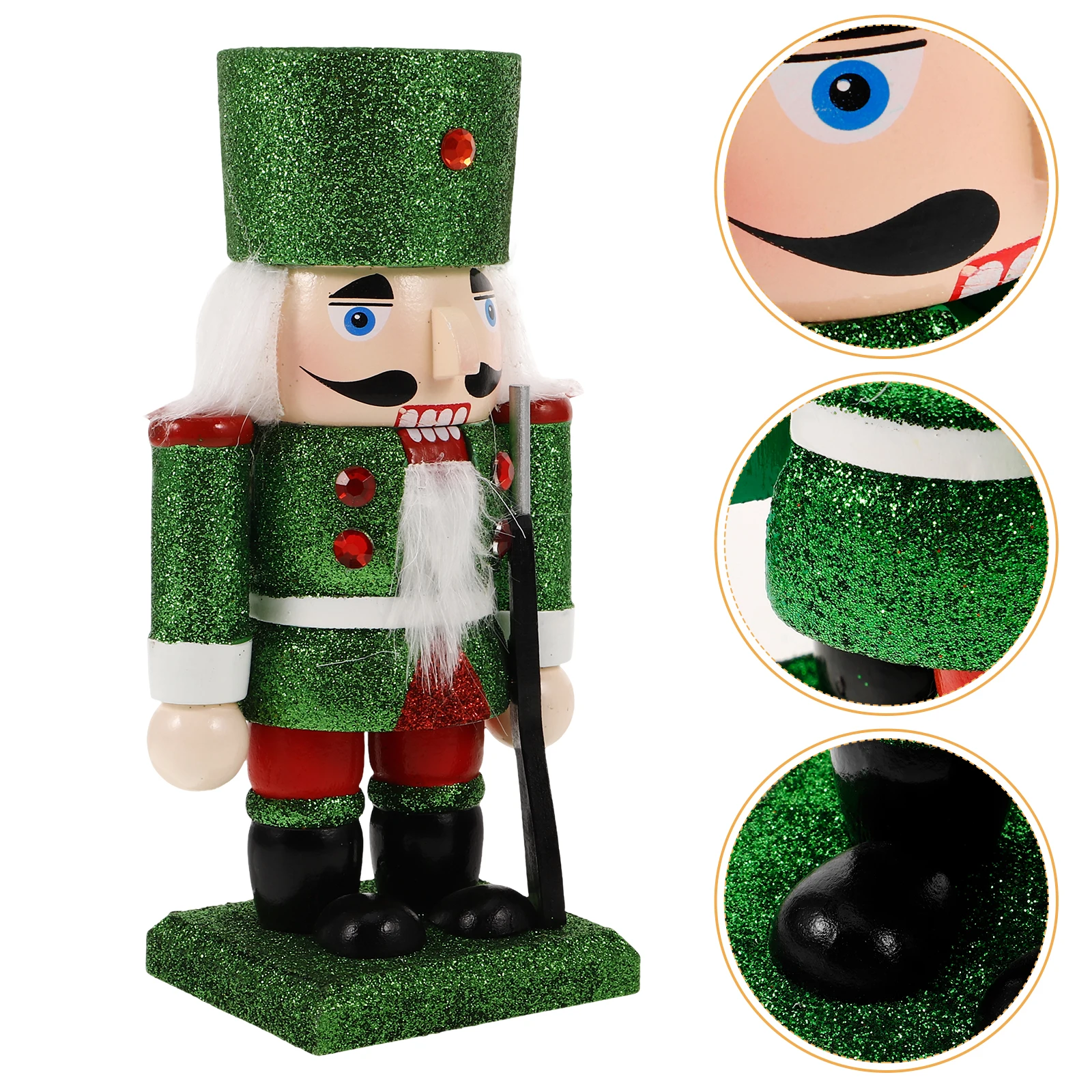 

Wooden Christmas Decoration Adorable Nutcracker Soldier Vintage Style Festive Tabletop Decor Wood Cloth Crafted