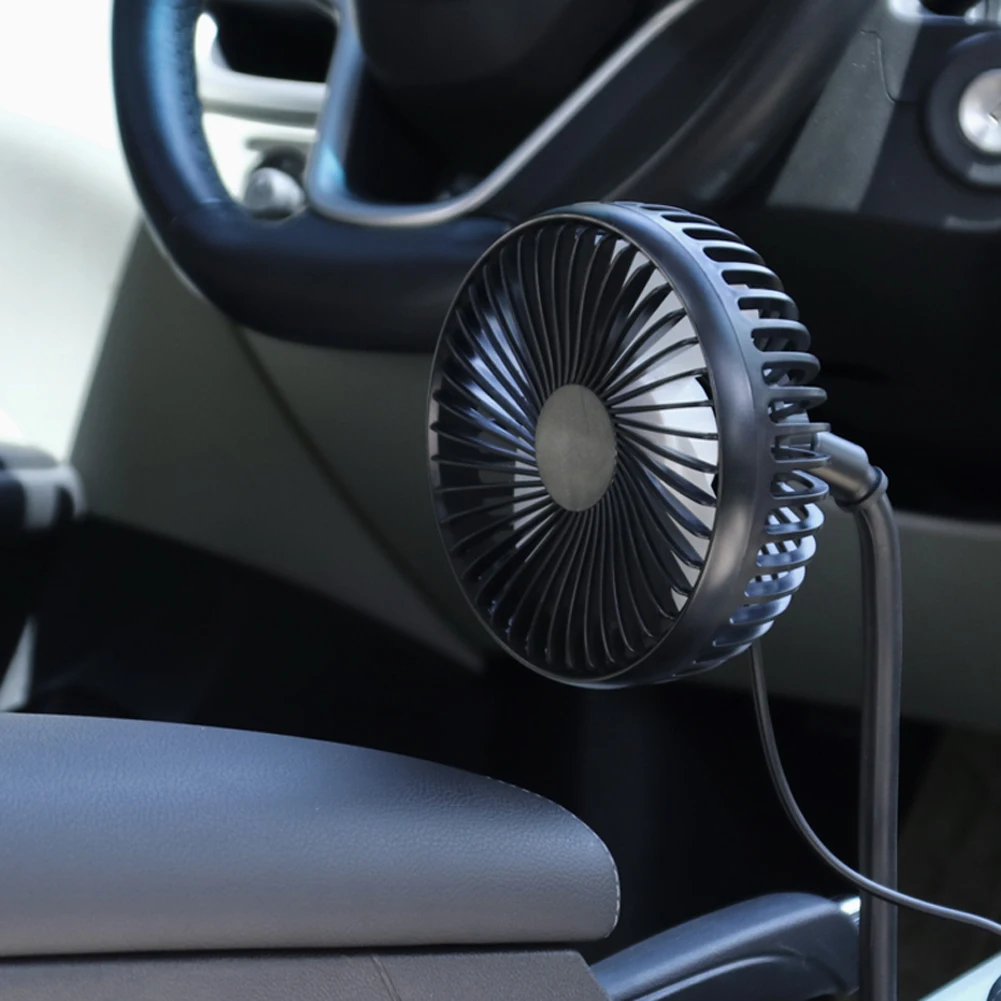 USB 3 Speed Car Cooling Fan Powerful Quiet Auto Cooler Fan Rotatable for Car Van Truck SUV RV