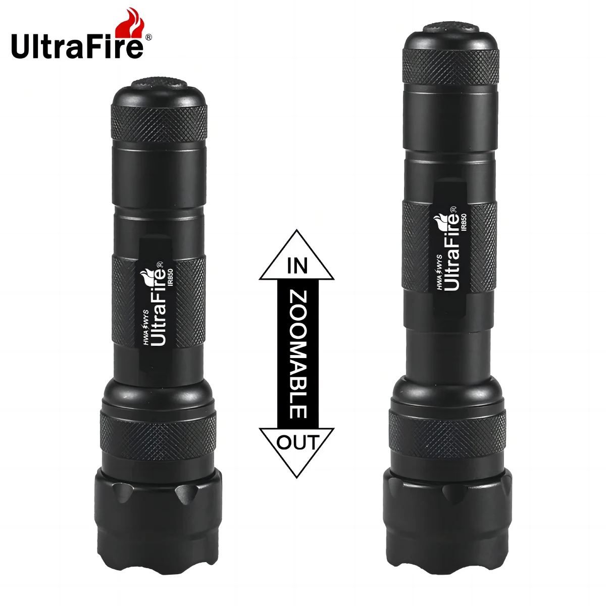 UltraFire 502IR 850nm/940nm 赤外線懐中電灯ズーム可能な IR 狩猟トーチ赤外線放射武器ライトナイトビジョンデバイス