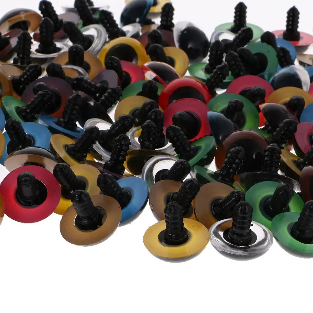 Multicolor Plastic Safety Eyes DIY Craft Beads 8 to 20 Mm with Washers for Teddy Bear Doll Making and Soft Plush Projects