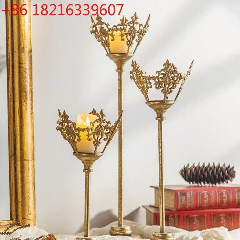 TAO Retro Candlestick Wrought Iron Dining Table Candle Holder Ornament Decoration Aromatherapy Candlestick