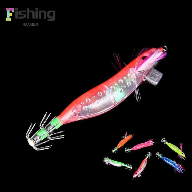 10cm Glow in Dark Luminous Fishing Lures Baits Squid Egi Shrimp jigs Hooks