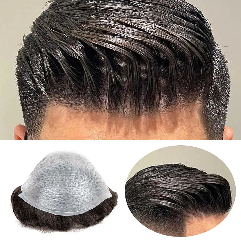 0.03 Ultra Thin Skin Toupee Undetectable Men's Capillary Prosthesis Realistic Wig Man Human Hair Microskin Hair System For Man