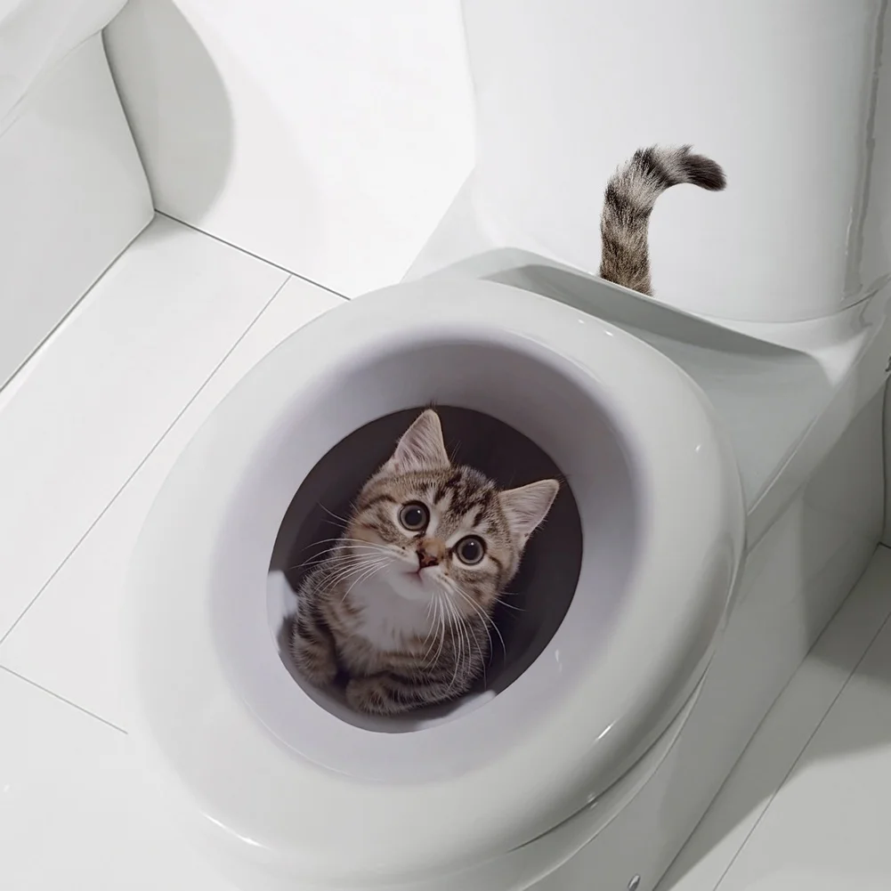 Removable Cat Decor Stickers for Bathroom Walls Self Bonding PVC Decals Designed for Smooth Surfaces Like Glass and Ceramic