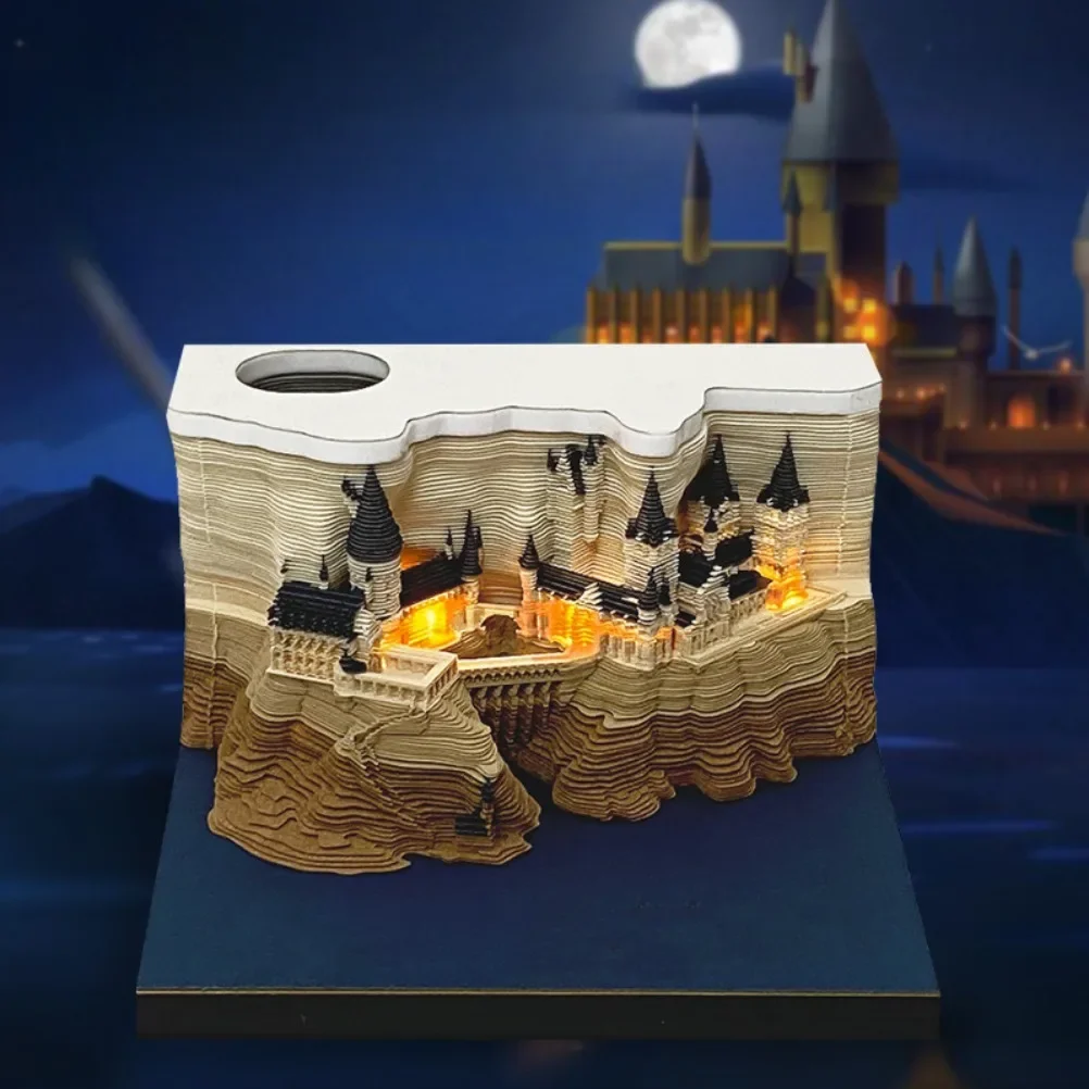 3D Castle Memo Book Creative Gift 2025 Paper Carving Calendar Stereoscopic Architectural Model Memo Paper Desktop Ornament