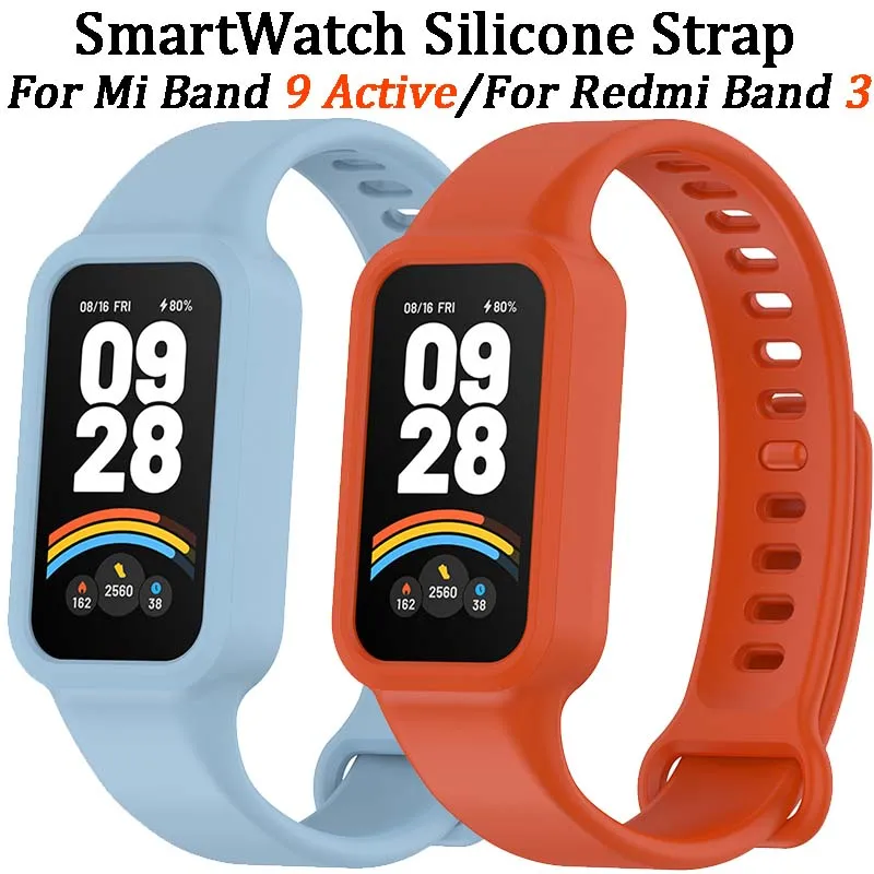 Silicone Strap for Xiaomi Band 9 Active Smartwatch Sports Bracelet Band Soft Comfortable Correa for Redmi Band 3 Belt Accessory