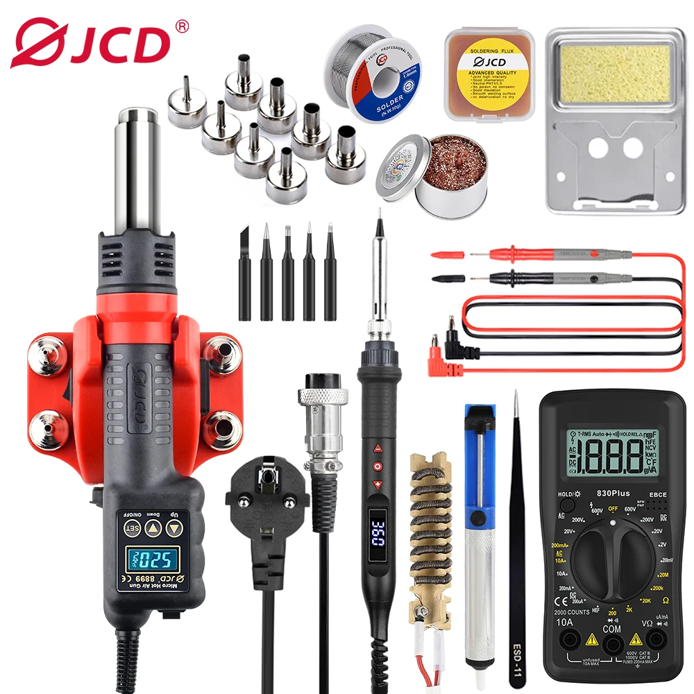 

JCD Soldering Station 2 in 1 Welding Repair Soldering Iron With Hot Air Gun SMD BGA Rework Digital Station Solder Iron Tools8899