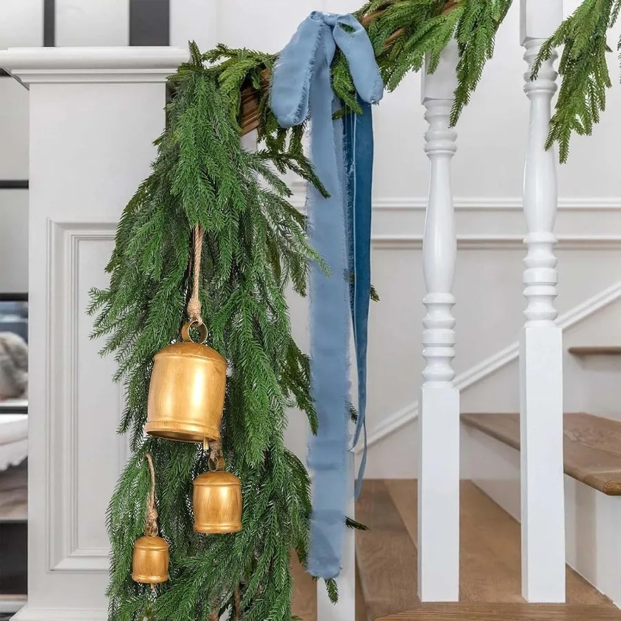 3 قطعة أجراس البقرة العملاقة خمر عيد الميلاد أجراس الزخرفية الشتاء كبير ريفي معلقة جرس الحلي لطاولة رف المركزية #5