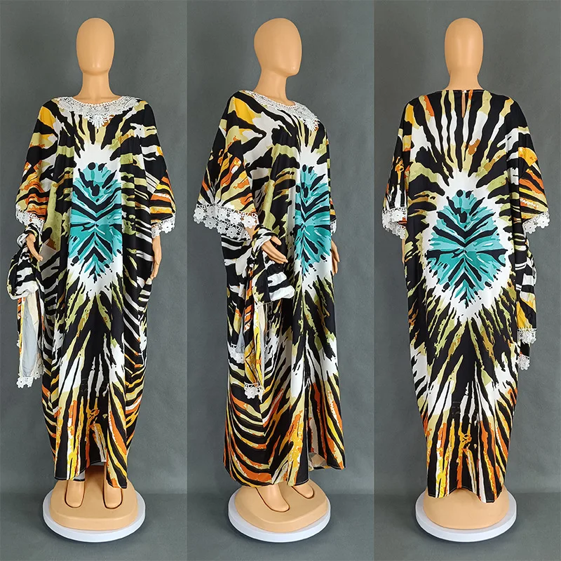 Robe Maxi Africaine Imprimée pour Femme, Tenue de Soirée Élégante avec Cravate Sauna, Vêtements Ankara Dashiki, Kaftan Musulman, Grande Taille, 2023