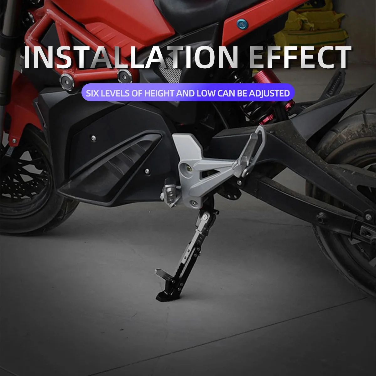 Universal Motorcycle Kickstand Side Support Kick Bracket Foot Stand Adjustable Side Tripod Alloy Motorbike Parking Kickstand