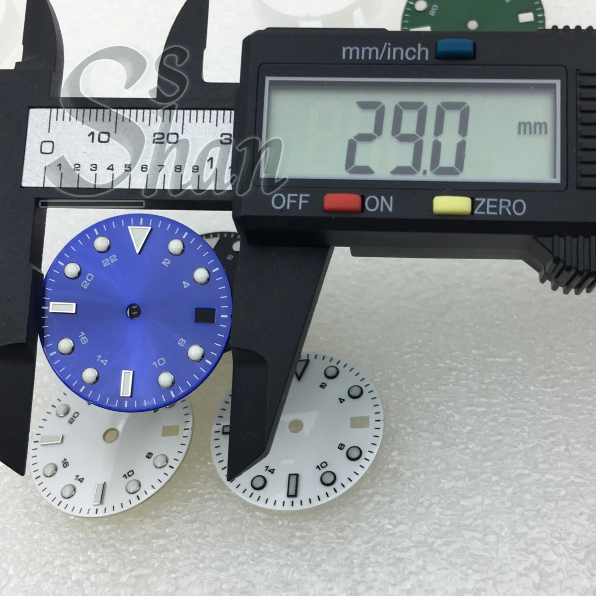 الاتصال الهاتفي الأسود والأبيض والأزرق والأخضر لساعة NH35 مقاس 29 مم مناسب لأجزاء تعديل NH35 وإكسسوارات الساعة