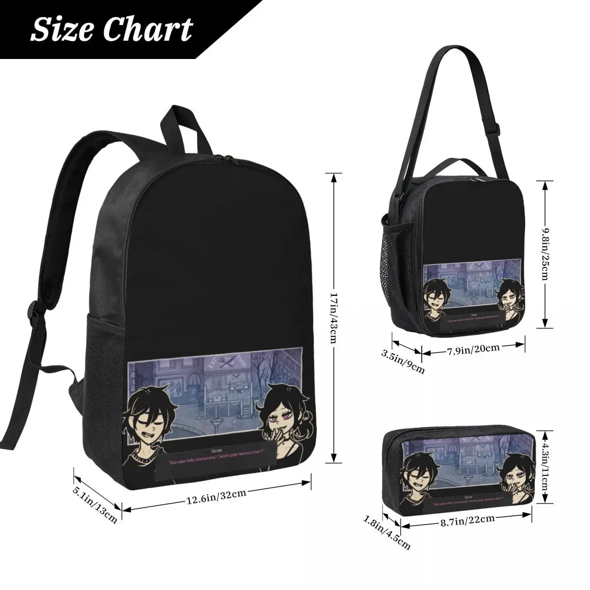 Ashley And Andrew The Coffin Of Andy And Leyley Backpack Student Boy Girl BookBag School Bag 3ps Insulated Lunch Bag Pencil Case