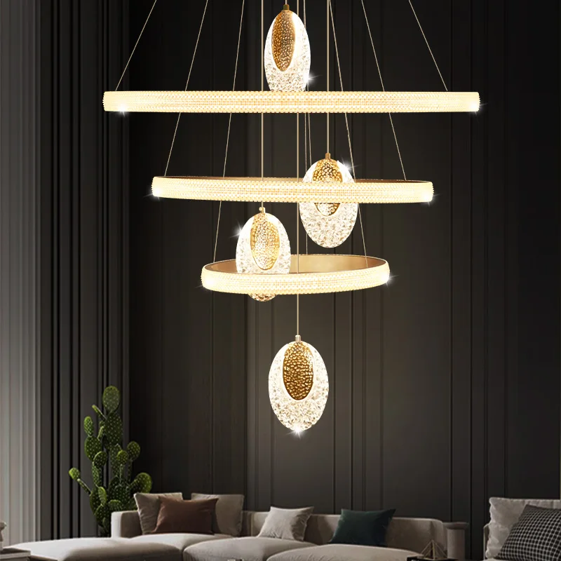 Hanging Light Fittings Light Luxury Style Circular Acrylic Living Room Pendant Light Room Modern Chandelier Led Lights