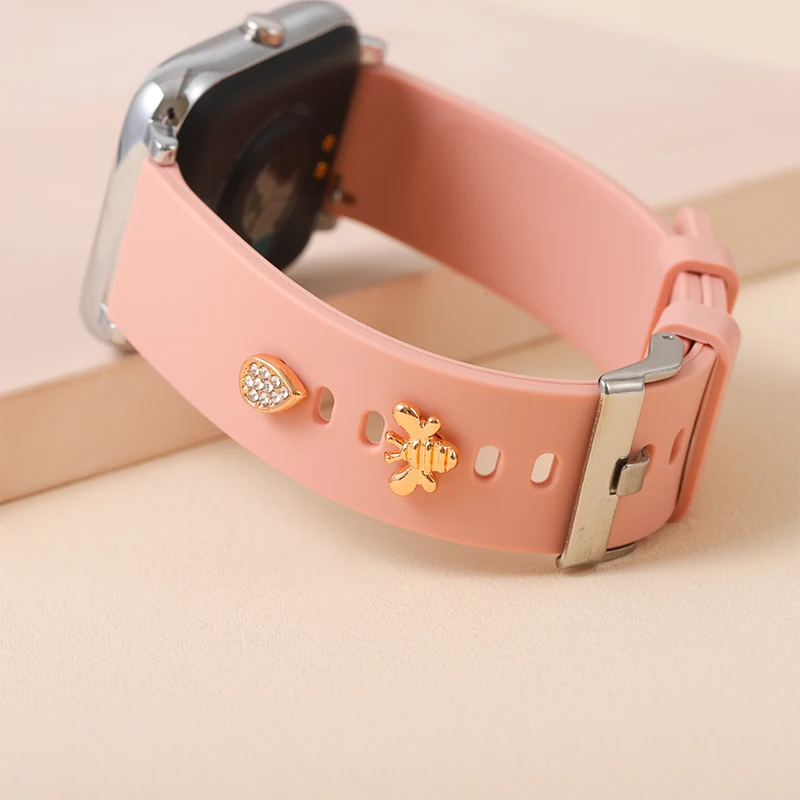 Metal Decorative Charms Silicone Watchband Decoration For Apple watch Band Heart Jewelry Charm Accessories Nails for Iwatch