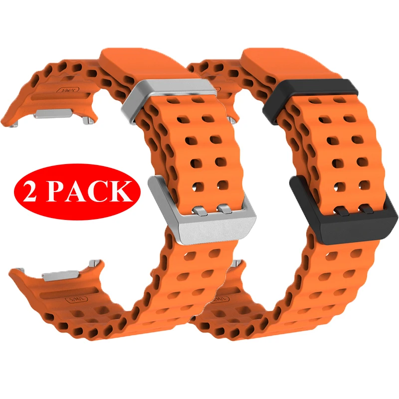 2 Pack Marine Band For Samsung Galaxy Watch Ultra Strap 47mm Accessories Sport Silicone Bracelet Correa Galaxy Watch Ultra Bands