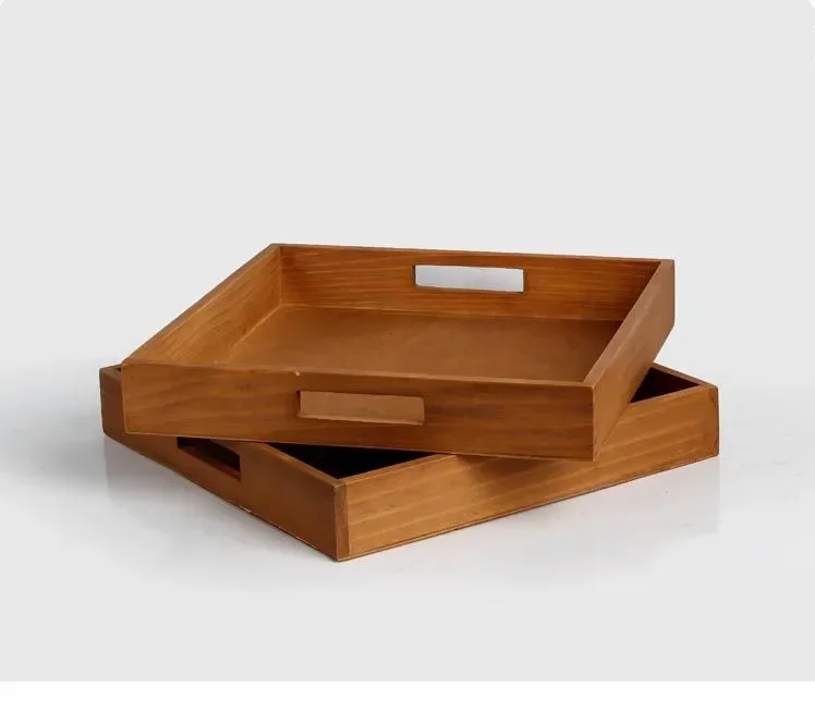 

1PC Wood Tray Food Serving Makeup Storage Fruit Plate Photo Props Candy Snacks Containers Storage Trays Box Plate Dish JL 0912