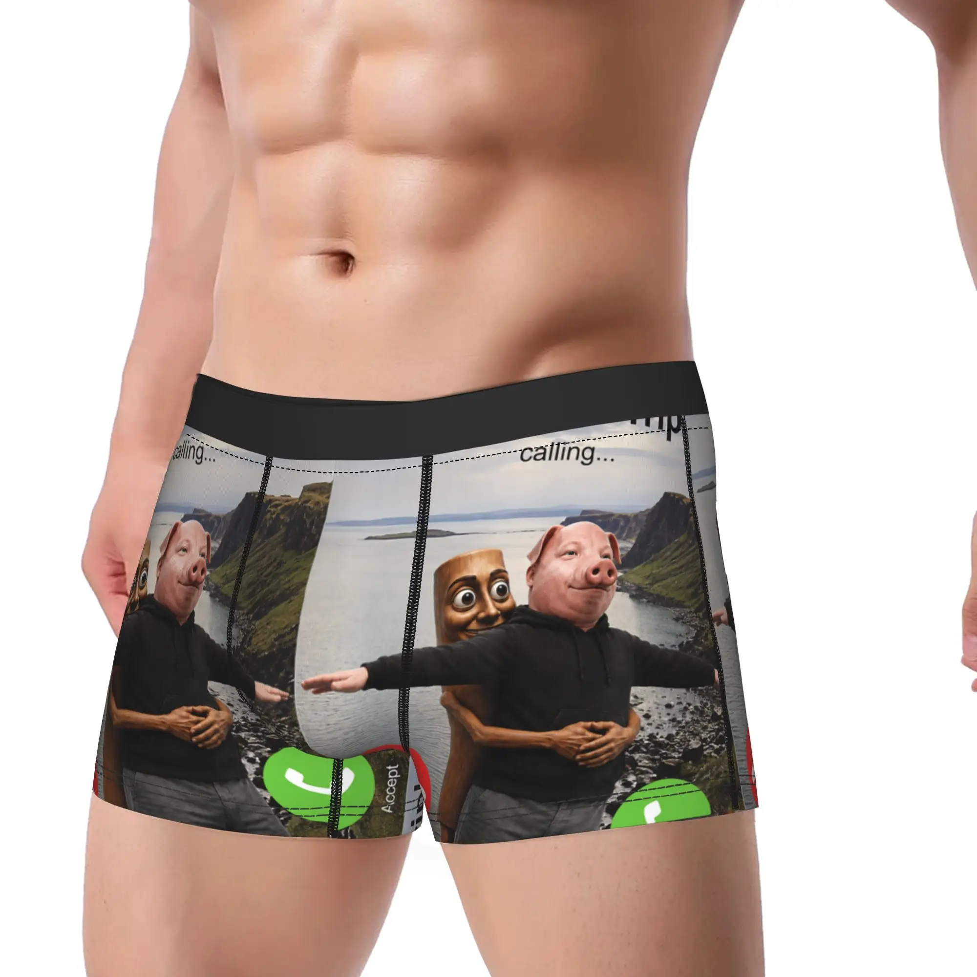 John Pork Triple T Calling Funny Viral Meme Brainrot Underwear Classic Underpants Boxer Brief Male Pouch Plus Size Boxer Shorts